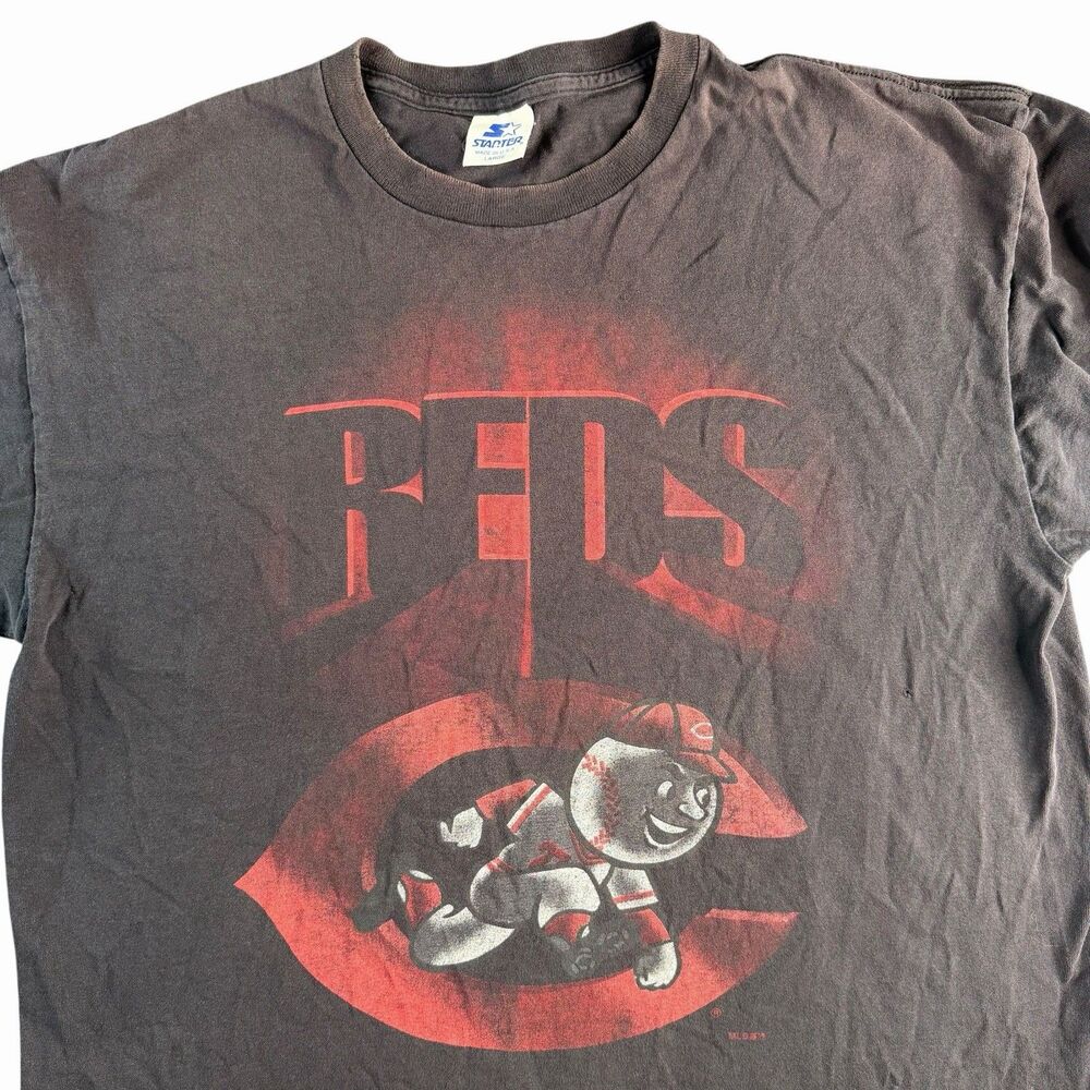 Vtg Cincinnati Reds Spell Out Mascot Shirt Men’s Large Starter Single Stitch 90s